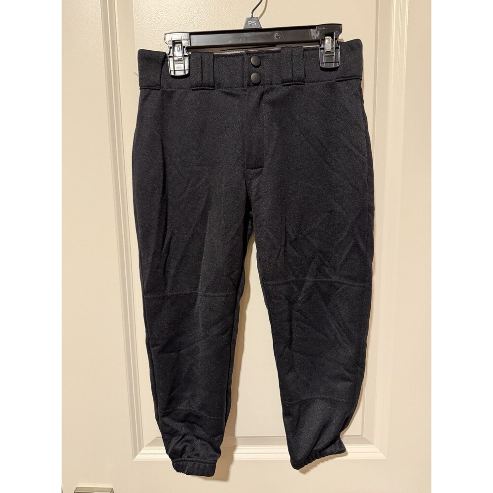 Easton Youth Large Baseball Pants Black YL Double Knee Elastic Cuff Uniform